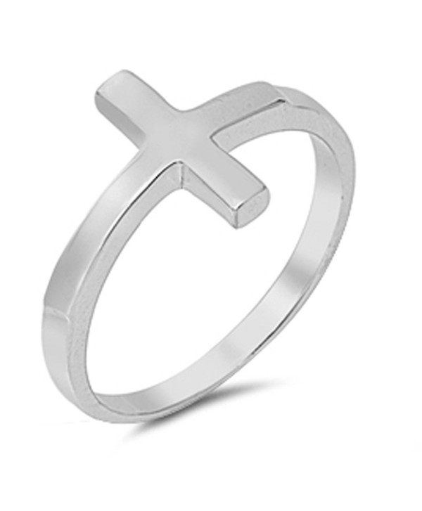 CHOOSE YOUR COLOR Sterling Silver Sideways Cross Ring - Sterling Silver - CG11GQ40JHZ