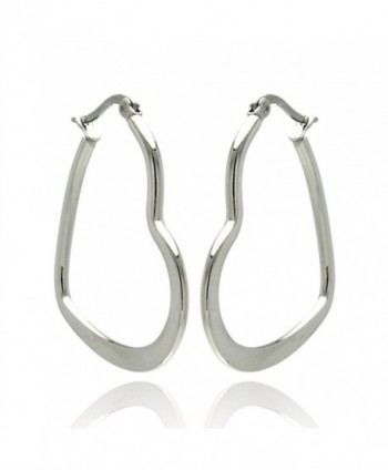 Stainless Steel High Polished heart Womens Hoop Earrings (Other Sizes) - CB1170YWQRB