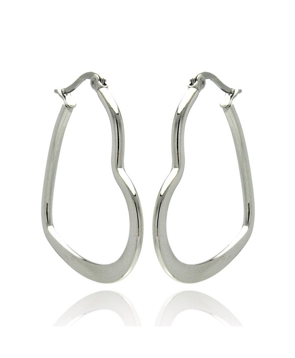 Stainless Steel High Polished heart Womens Hoop Earrings (Other Sizes) - CB1170YWQRB