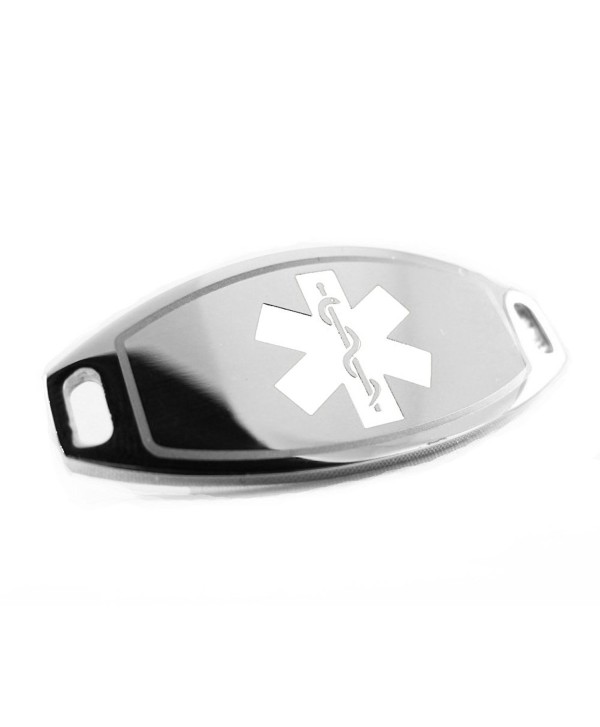 MyIDDr - Pre-Engraved & Customized Steel Diabetes Type II Medical ID- Attachable to Bracelet- White - C1116KGPGB3