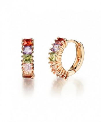 Moniya Multicolor Micro Halo Zirconia Small Hoop Earrings Women Fashion Rose Gold Tone Jewelry Gift - CS12FSLGSF3