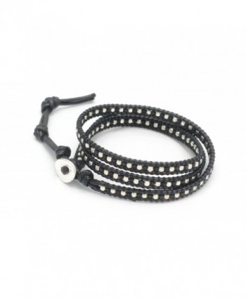 DEW Drops Hematite Leather Bracelet in Women's Wrap Bracelets