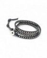 DEW Drops Hematite Leather Bracelet in Women's Wrap Bracelets