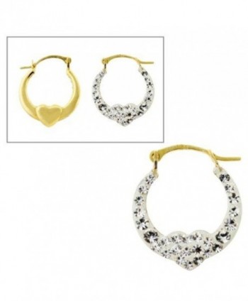 10KT Gold Hoops with Crystal Heart - CK119YM36HB