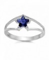 CHOOSE YOUR COLOR Sterling Silver Star Ring - Blue Simulated Sapphire - CG187YR5T60