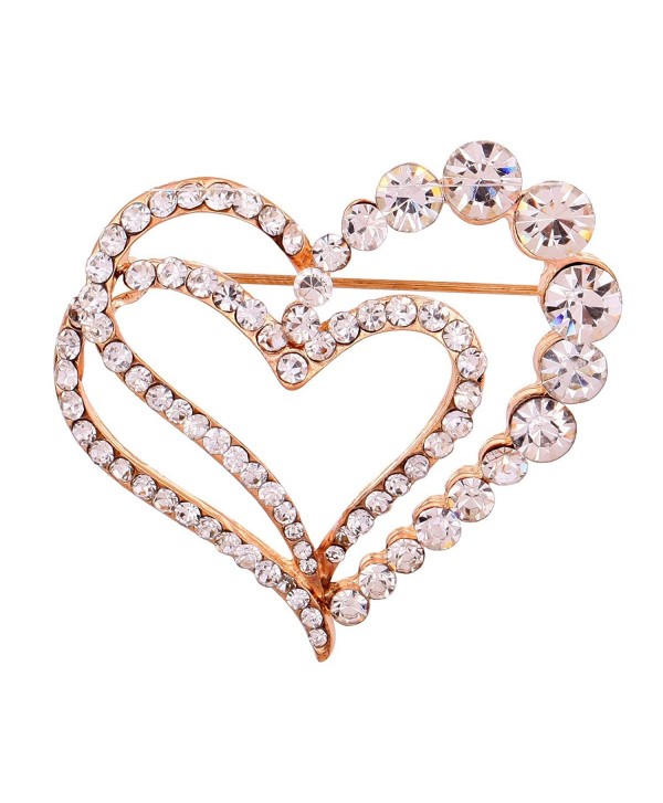 YAZILIND Jewelry Glaring Pretty Loving Heart Brooches and Pins Vintage for Women & Girls - Golden - C311HZ4RZI1