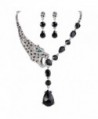 EVER FAITH Silver-Tone Leopard Teardrop Necklace Earrings Set Black Zircon Austrian Crystal - C411BGDLJLL