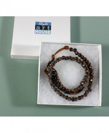 Hematite Glass Rolling Leather Bracelet