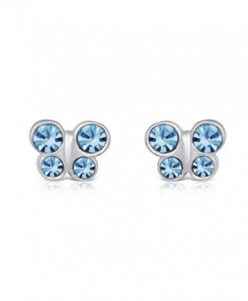 Sterling Aquamarine Crystal Butterfly Earrings