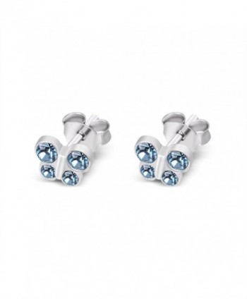 Sterling Aquamarine Crystal Butterfly Earrings in Women's Stud Earrings