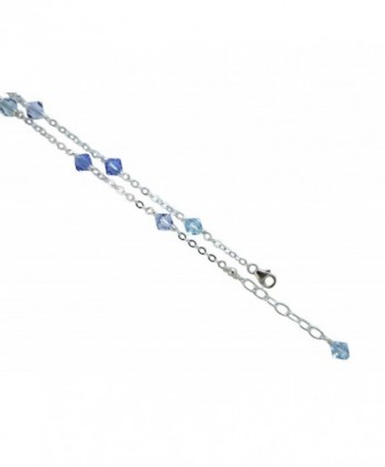 6mm Blue Color with .925 Sterling Silver Anklet- Bracelet. 7-8-9-10-11-12-13" - C8122ZFMQLP