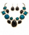 Black and Teal Simulated Crystal Gold Tone Geometric Necklace and Earrings Set 19" - C811VAPDOX5