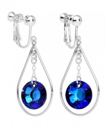 Body Candy Handcrafted Silver Plated Post Blue Drop Clip On Earrings Created with Swarovski Crystals - C612DKZXK1T