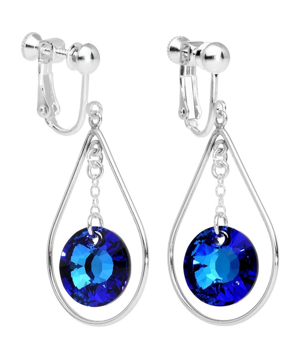 Body Candy Handcrafted Silver Plated Post Blue Drop Clip On Earrings Created with Swarovski Crystals - C612DKZXK1T