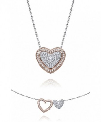 Fancydeli Rose Gold Plated Women Heart in Heart Pendant Necklace for mother women - CC12CD31KR5