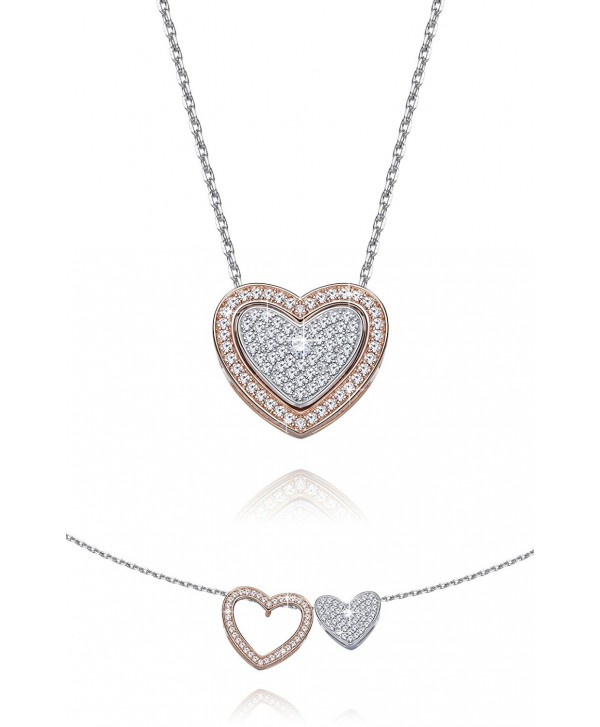 Fancydeli Rose Gold Plated Women Heart in Heart Pendant Necklace for mother women - CC12CD31KR5