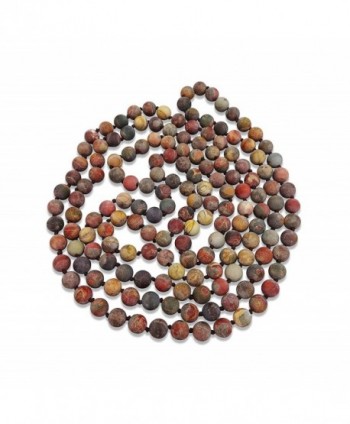 BjB Long Endless Matte Finish Semi-precious Stone Necklace- 60 Inches Long. - Picasso Stone - CN185629L7L