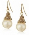 1928 Jewelry Gold-Tone Simulated Pearl Drop Earrings - CZ11N8POAOR