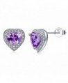 925 Sterling Silver Halo Heart Stud Earrings Amethyst Gemstone Birthstone Stud Earrings for Women - CW185X7EL5A