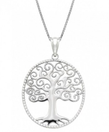 Sterling Silver Tree of Life Necklace Pendant with 18" Box Chain - CH119FNA9D7