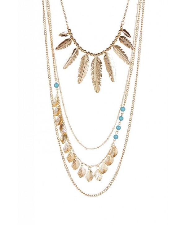 Lux Accessories Layered Leaf Necklace - C211QJWMFCL