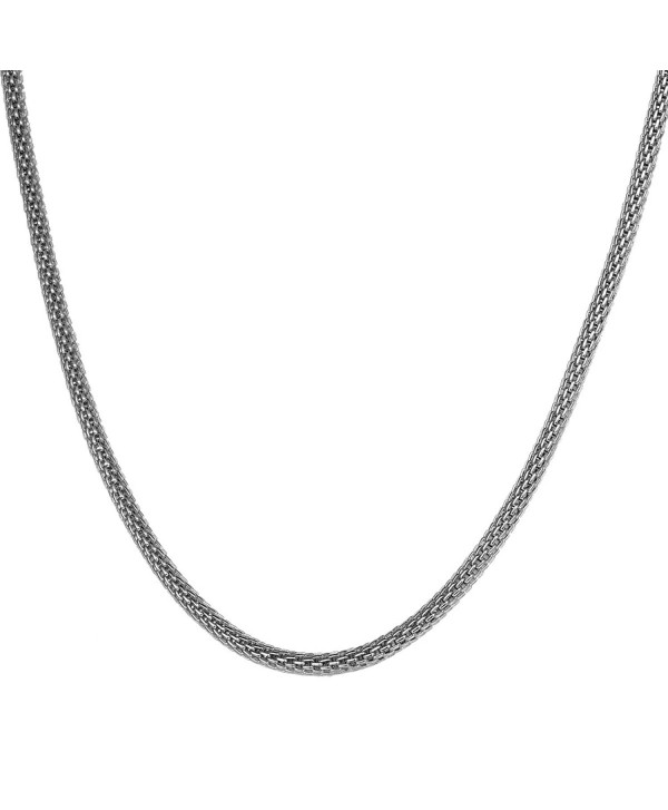 VALYRIA Silver Stainless Steel 2.4mm Round Mesh Chain Necklace 18" 20" 22" 24" 26" 28" - CP12NR73SSM