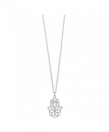 Boma Sterling Silver Hamsa Hand Necklace- 18 Inches - CT12BXADNOV