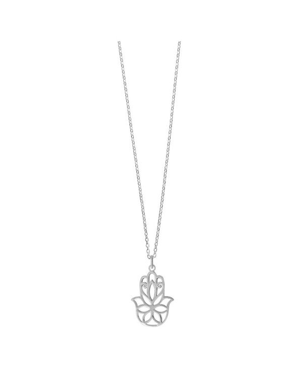 Boma Sterling Silver Hamsa Hand Necklace- 18 Inches - CT12BXADNOV