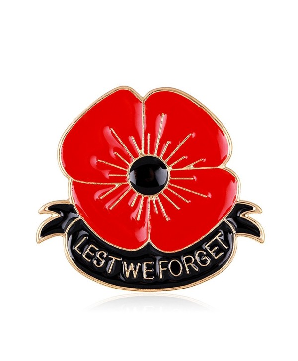 Lest We Forget Poppy Brooch Pin Flower Broach Memorial Day Remembrance Day - CQ128U1MKWX