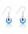 Sterling Silver Created Blue Opal and CZ Teardrop Dangle Earrings - Amethyst CZ - CA11T0THPY3