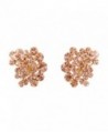 Grace Jun Bridal Gold Color Double Five Leaves Flower Rhinestone Crystal Clip on Earrings No Pierced - champagne - CS184R468N0