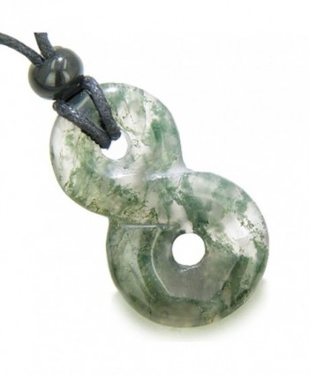 Infinity Magic Powers Knot Lucky Charm Good Luck Amulet Moss Agate Pendant Necklace - C41153QWU2T