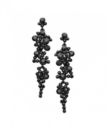 Rosemarie Collections Women's Crystal Rhinestone Bubble Dangle Statement Earrings - Black - C0184AMNS5L