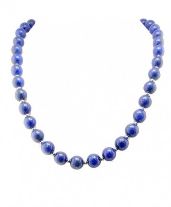 10mm Blue Lapis Stone Gold-Plated Sterling Silver Necklace- 18"+2" Extender - C711GJVAJR9