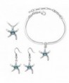 Finov Crystal Starfish Pendant Necklace Bracelet Earrings 3-in-1 Jewelry Set - Ocean Blue - CO12FOJRVU5