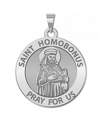 Saint Homobonus Religious Medal - 2/3 Inch Size of Dime- Sterling Silver - CG11EF6493L