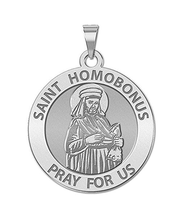 Saint Homobonus Religious Medal - 2/3 Inch Size of Dime- Sterling Silver - CG11EF6493L