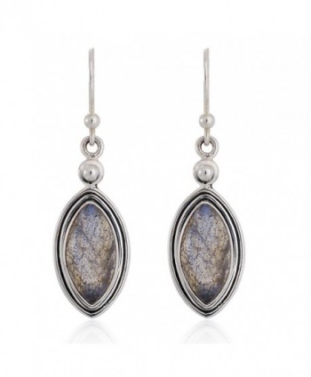 Sterling Labradorite Gemstone Marquise Earrings