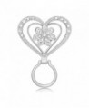 MANZHEN New Crystal Flower Brooch Magnetic Clip Holder Double Heart Magnetic Eyeglass Holder Brooch - Silver - C9183O8LW85