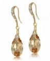 De Lelu Sterling Silver Swarovski Crystal Elements Cubic Zirconia Drop Earrings - Golden Shadow/Yellow Gold - C112F791GUX