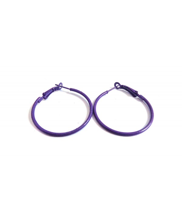 Color Hoop Earrings Simple Thin Hoop Earrings 1.5 Inch Hoop Earrings - Purple - C112N212AOV