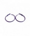 Color Hoop Earrings Simple Thin Hoop Earrings 1.5 Inch Hoop Earrings - Purple - C112N212AOV