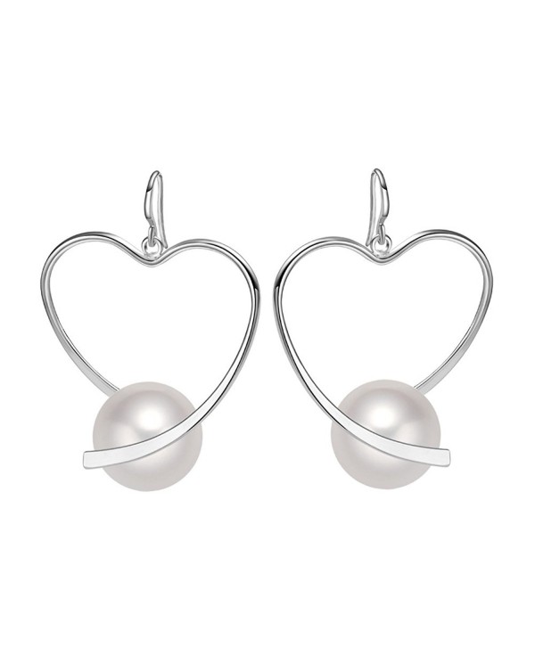 Large Unique and Amazing Twisted Hearts Love Powers Amulet Silver-Tone Simulated Pearls Fashion Earrings - CL12N5PR8G7
