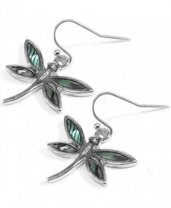 Liavy's Dragonfly Fashionable Earrings - Fish Hook - Abalone Paua Shell - Unique Gift and Souvenir - CG1274V7U7P