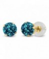 14K Yellow Gold London Blue Topaz Gemstone Birthstone 4-prong Stud Earrings (1.10 cttw- 5MM Round) - CT1191KNF0J