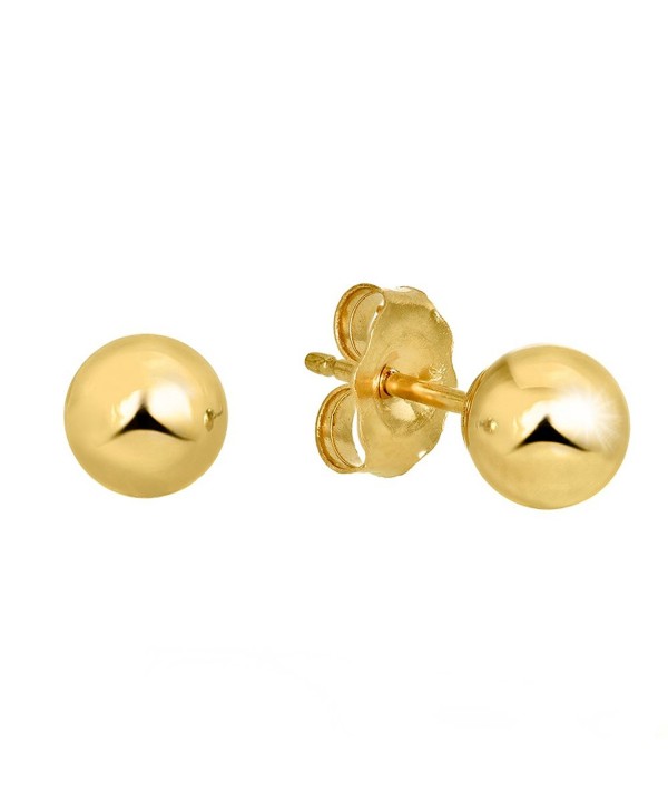 JewelStop 14k Real Yellow Gold Stud Ball Earrings- Gold Friction Backs - 6 mm - CJ11Y7005PL