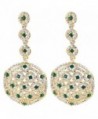 BriLove Women's Stylish Crystal Hollow Beaded Circle Disc Drop Filigree Dangle Pierced Earrings - Gold-Tone Green - CB128ZM4VID
