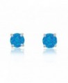 Sterling Silver / Rose / Gold Tone Created Blue- White & Pink Opal Round 6mm Stud Earrings - Created Blue Opal - CI127W0540N