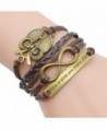 Retro Bronze Owl Infinity Symbol Time Theme Unique Braided Adjustable Charm Bracelet - CA12C2TG9KN