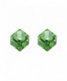 3.5 mm Green Crystal Cube .925 Sterling Silver Stud Earrings - CW11QSZF0L7